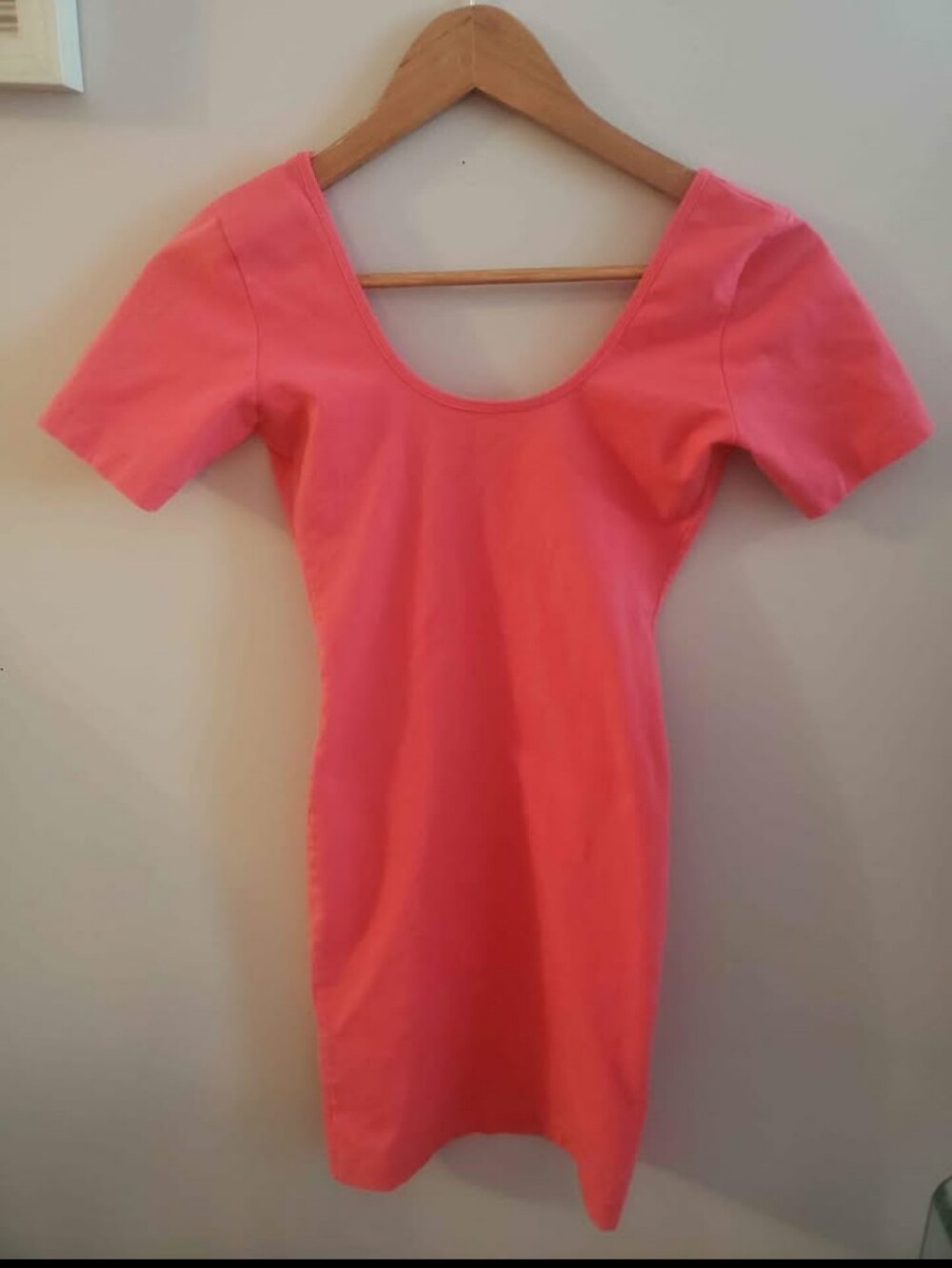 American Apparel Coral Pink Scoop-Neck Mini Dress